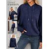 imageDokotoo Hoodies for Women Casual Long Sleeve Textured Knit Loose Drawstring Hooded Sweatshirt with PocketDark Blue