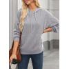 imageDokotoo Hoodies for Women Casual Long Sleeve Textured Knit Loose Drawstring Hooded Sweatshirt with PocketGrey