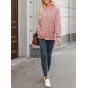 imageDokotoo Hoodies for Women Casual Long Sleeve Textured Knit Loose Drawstring Hooded Sweatshirt with PocketPink