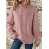 imageDokotoo Hoodies for Women Casual Long Sleeve Textured Knit Loose Drawstring Hooded Sweatshirt with PocketPink