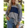 imageDokotoo Long Sleeve Tops Oversized 2025 Trendy Round Crew Neck Casual Color Block Womens Shirts BlousesA Medium Grey
