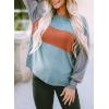 imageDokotoo Long Sleeve Tops Oversized 2025 Trendy Round Crew Neck Casual Color Block Womens Shirts BlousesA Mist Green