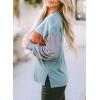 imageDokotoo Long Sleeve Tops Oversized 2025 Trendy Round Crew Neck Casual Color Block Womens Shirts BlousesA Mist Green