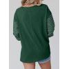 imageDokotoo Long Sleeve Tops Oversized 2025 Trendy Round Crew Neck Casual Color Block Womens Shirts BlousesBlackish Green