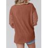 imageDokotoo Long Sleeve Tops Oversized 2025 Trendy Round Crew Neck Casual Color Block Womens Shirts BlousesChestnut