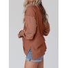 imageDokotoo Long Sleeve Tops Oversized 2025 Trendy Round Crew Neck Casual Color Block Womens Shirts BlousesChestnut