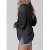 imageDokotoo Long Sleeve Tops Oversized 2025 Trendy Round Crew Neck Casual Color Block Womens Shirts BlousesDirty Blue