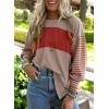 imageDokotoo Long Sleeve Tops Oversized 2025 Trendy Round Crew Neck Casual Color Block Womens Shirts BlousesGold Flame