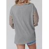 imageDokotoo Long Sleeve Tops Oversized 2025 Trendy Round Crew Neck Casual Color Block Womens Shirts BlousesGray