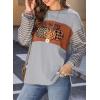 imageDokotoo Long Sleeve Tops Oversized 2025 Trendy Round Crew Neck Casual Color Block Womens Shirts BlousesGray C