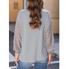 imageDokotoo Long Sleeve Tops Oversized 2025 Trendy Round Crew Neck Casual Color Block Womens Shirts BlousesGray C