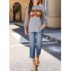 imageDokotoo Long Sleeve Tops Oversized 2025 Trendy Round Crew Neck Casual Color Block Womens Shirts BlousesGray a