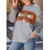 imageDokotoo Long Sleeve Tops Oversized 2025 Trendy Round Crew Neck Casual Color Block Womens Shirts BlousesGray a