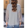 imageDokotoo Long Sleeve Tops Oversized 2025 Trendy Round Crew Neck Casual Color Block Womens Shirts BlousesGray a