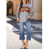imageDokotoo Long Sleeve Tops Oversized 2025 Trendy Round Crew Neck Casual Color Block Womens Shirts BlousesGray a