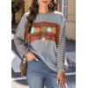 imageDokotoo Long Sleeve Tops Oversized 2025 Trendy Round Crew Neck Casual Color Block Womens Shirts BlousesGray a