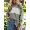 imageDokotoo Long Sleeve Tops Oversized 2025 Trendy Round Crew Neck Casual Color Block Womens Shirts BlousesLaurel Green
