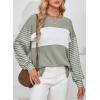 imageDokotoo Long Sleeve Tops Oversized 2025 Trendy Round Crew Neck Casual Color Block Womens Shirts BlousesLaurel Green