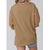 imageDokotoo Long Sleeve Tops Oversized 2025 Trendy Round Crew Neck Casual Color Block Womens Shirts BlousesLight French Beige