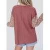 imageDokotoo Long Sleeve Tops Oversized 2025 Trendy Round Crew Neck Casual Color Block Womens Shirts BlousesMineral Red