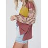 imageDokotoo Long Sleeve Tops Oversized 2025 Trendy Round Crew Neck Casual Color Block Womens Shirts BlousesMineral Red