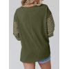 imageDokotoo Long Sleeve Tops Oversized 2025 Trendy Round Crew Neck Casual Color Block Womens Shirts BlousesMoss Green