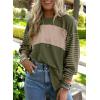 imageDokotoo Long Sleeve Tops Oversized 2025 Trendy Round Crew Neck Casual Color Block Womens Shirts BlousesMoss Green