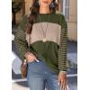 imageDokotoo Long Sleeve Tops Oversized 2025 Trendy Round Crew Neck Casual Color Block Womens Shirts BlousesMoss Green