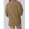 imageDokotoo Long Sleeve Tops Oversized 2025 Trendy Round Crew Neck Casual Color Block Womens Shirts BlousesPale Khaki