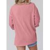 imageDokotoo Long Sleeve Tops Oversized 2025 Trendy Round Crew Neck Casual Color Block Womens Shirts BlousesPeach Blossom