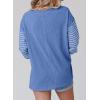 imageDokotoo Long Sleeve Tops Oversized 2025 Trendy Round Crew Neck Casual Color Block Womens Shirts BlousesSky Blue