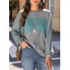 imageDokotoo Long Sleeve Tops Oversized 2025 Trendy Round Crew Neck Casual Color Block Womens Shirts BlousesSleet