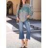 imageDokotoo Long Sleeve Tops Oversized 2025 Trendy Round Crew Neck Casual Color Block Womens Shirts BlousesSleet