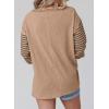 imageDokotoo Long Sleeve Tops Oversized 2025 Trendy Round Crew Neck Casual Color Block Womens Shirts BlousesSmoke Gray