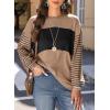 imageDokotoo Long Sleeve Tops Oversized 2025 Trendy Round Crew Neck Casual Color Block Womens Shirts BlousesSmoke Gray
