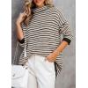 imageDokotoo Oversized Sweaters for Women Long Sleeve Striped Pullover Sweater 2024 Fall Turtleneck Knit Tunic Jumper Tops