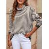 imageDokotoo Oversized Sweaters for Women Long Sleeve Striped Pullover Sweater 2024 Fall Turtleneck Knit Tunic Jumper Tops