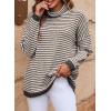 imageDokotoo Oversized Sweaters for Women Long Sleeve Striped Pullover Sweater 2024 Fall Turtleneck Knit Tunic Jumper Tops