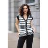 imageDokotoo Sweater Vest Women Striped V Neck Button Vest for Women Vest Top Spring Cardigan Sweaters for Women 2025Black