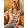 imageDokotoo Sweater Vest Women Striped V Neck Button Vest for Women Vest Top Spring Cardigan Sweaters for Women 2025Brown