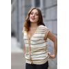 imageDokotoo Sweater Vest Women Striped V Neck Button Vest for Women Vest Top Spring Cardigan Sweaters for Women 2025Khaki