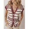 imageDokotoo Sweater Vest Women Striped V Neck Button Vest for Women Vest Top Spring Cardigan Sweaters for Women 2025Red