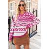 imageDokotoo Sweaters for Women Casual Loose Crewneck Long Sleeve Pullover Sweater Tops Boho TopsRose Red