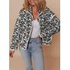 imageDokotoo Warm Quilted Jackets for Women Long Sleeve Floral Print Button Down Puffer Jacket Coats with PocketsBlack