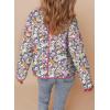 imageDokotoo Warm Quilted Jackets for Women Long Sleeve Floral Print Button Down Puffer Jacket Coats with PocketsMulticolour