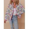 imageDokotoo Warm Quilted Jackets for Women Long Sleeve Floral Print Button Down Puffer Jacket Coats with PocketsMulticolour
