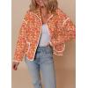 imageDokotoo Warm Quilted Jackets for Women Long Sleeve Floral Print Button Down Puffer Jacket Coats with PocketsOrange
