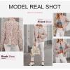 imageDokotoo Warm Quilted Jackets for Women Long Sleeve Floral Print Button Down Puffer Jacket Coats with PocketsPink