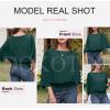 imageDokotoo Women Blouses Dressy Casual 34 Length Sleeve Womens Tops Boat Neck Batwing Dolman TopBlackish Green