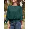 imageDokotoo Women Blouses Dressy Casual 34 Length Sleeve Womens Tops Boat Neck Batwing Dolman TopBlackish Green